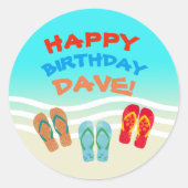 Happy Birthday Beach Party gepersonaliseerd Ronde Sticker (Voorkant)