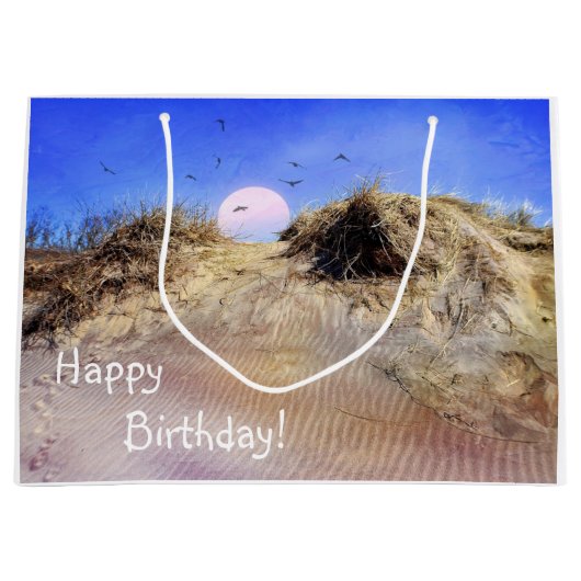 Happy Birthday Beach Sunrise Groot Cadeauzakje (Voorkant)