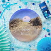 Happy Birthday Beach Sunrise Papieren Bordje (Feest)