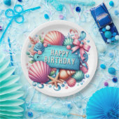 Happy Birthday Beach Tropical Theme Papieren Bordje (Feest)