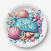 Happy Birthday Beach Tropical Theme Papieren Bordje (Voorkant)
