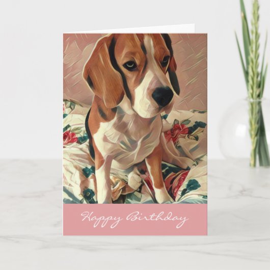 Happy Birthday Beagle Dog Verjaardag Kaart (Voorkant)