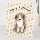 Happy Birthday Beagle met hond voetafdrukken Kaart (Voorkant)