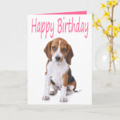 Happy Birthday Beagle Puppy Dog Wenskaart Kaart (Gele Bloem)