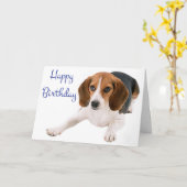 Happy Birthday Beagle Puppy Dog Wenskaart Kaart (Gele Bloem)