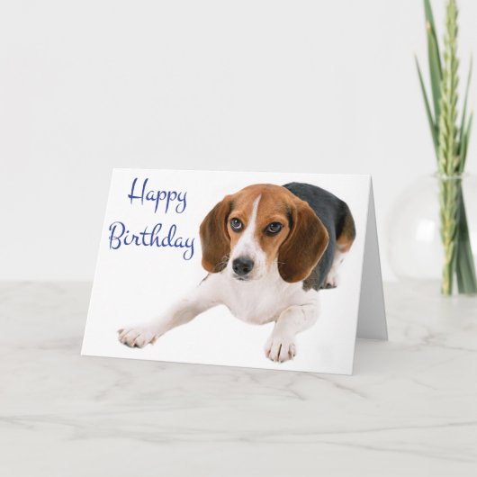 Happy Birthday Beagle Puppy Dog Wenskaart Kaart (Voorkant)