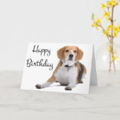 Happy Birthday Beagle Puppy Dog Wenskaart Kaart (Gele Bloem)
