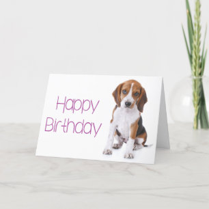 Happy Birthday Beagle Puppy Dog Wenskaart Kaart