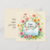 Happy birthday & beautiful flowers Greeting Card Feestdagenkaart (Voorkant / Achterkant)