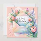 Happy birthday & beautiful flowers Greeting Card Feestdagenkaart (Voorkant)