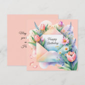 Happy birthday & beautiful flowers Greeting Card Feestdagenkaart (Voorkant / Achterkant)