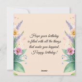 Happy birthday & beautiful flowers greeting card feestdagenkaart (Achterkant)