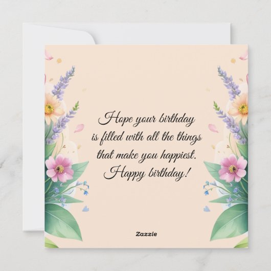 Happy birthday & beautiful flowers greeting card feestdagenkaart (Achterkant)