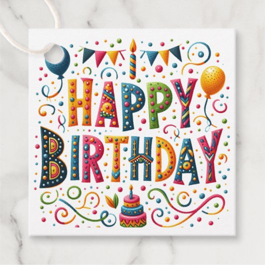 Happy Birthday Bedankjes Labels (Voorkant)