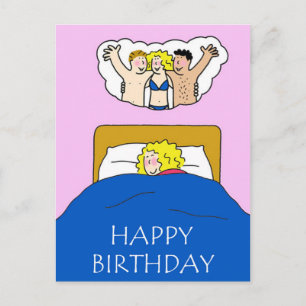 Happy Birthday Bedroom Fantasy Humor voor haar Briefkaart
