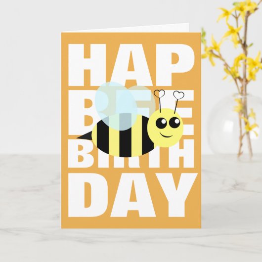Happy Birthday Bee Kaart (Gele Bloem)