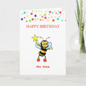 Happy Birthday Bee & Stars Card Kaart (Voorkant)