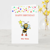 Happy Birthday Bee & Stars Card Kaart (Gele Bloem)