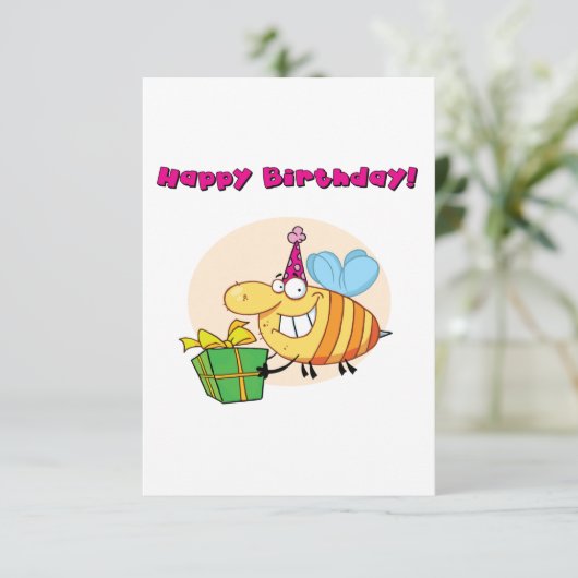 Happy Birthday Bee Uitnodigingen (Staand voorkant)