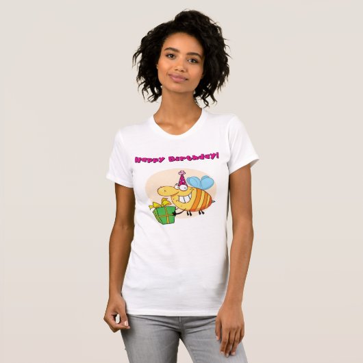 Happy Birthday Bee Vrouwen T-shirt (Voorkant volledig)