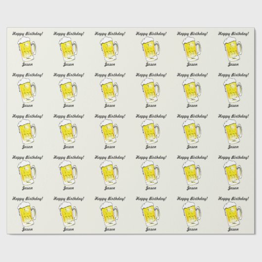 Happy Birthday Beer Cheer Wrapping Paper Cadeaupapier (Vlak)