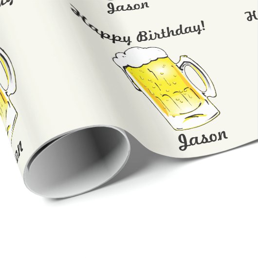 Happy Birthday Beer Cheer Wrapping Paper Cadeaupapier (Rol Hoek)