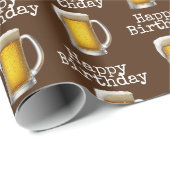 Happy Birthday beer Mok op Brown Cadeaupapier (Rol Hoek)