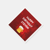 Happy Birthday Beer Mok op Grunge Red Abstract Servetten (Hoek)
