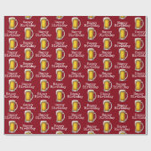 Happy Birthday beer Mok op rood Cadeaupapier (Vlak)