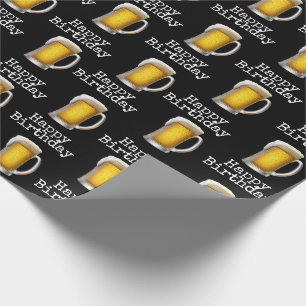 Happy Birthday beer Mok op zwart Cadeaupapier