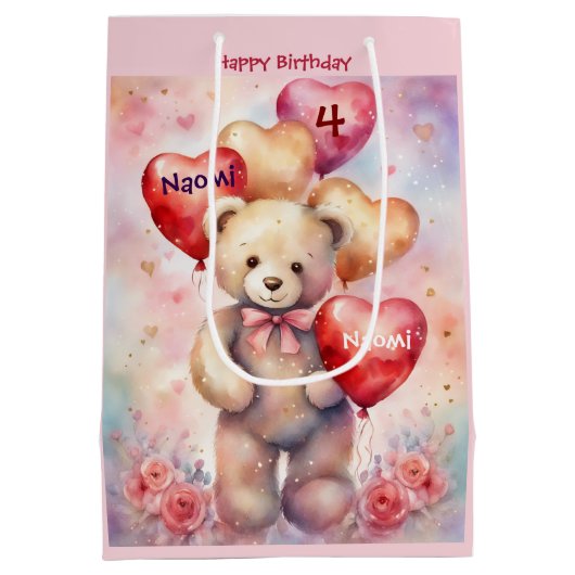 Happy Birthday Beer Naam en leeftijd toevoegen Medium Cadeauzakje (Achterkant)