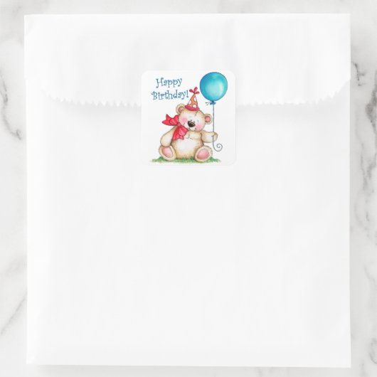 Happy Birthday Beer Vierkante Sticker (Tas)