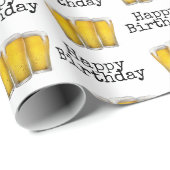 Happy Birthday beers op wit Cadeaupapier (Rol Hoek)