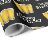 Happy Birthday beers op zwart Cadeaupapier (Rol Hoek)