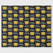 Happy Birthday beers op zwart Cadeaupapier (Vlak)