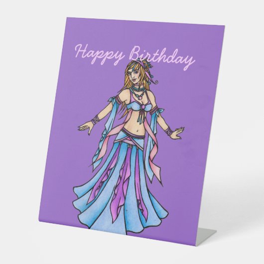 Happy Birthday Belly Dancer Reclamebord Met Voetstuk (Voorkant)