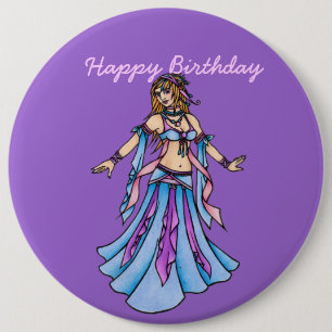 Happy Birthday Belly Dancer Ronde Button 6,0 Cm