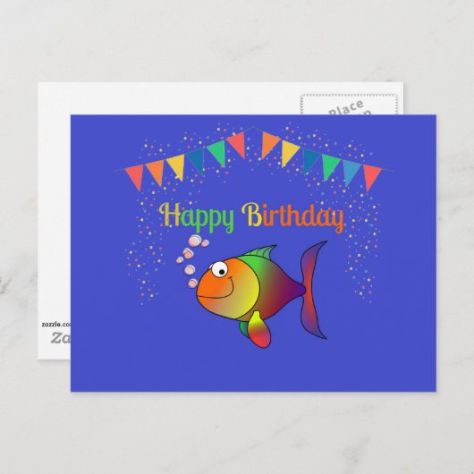 Happy Birthday, beluistert het populaire design va Briefkaart (Voorkant / Achterkant)