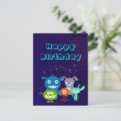 Happy Birthday Bende van Schattigee wezens Briefkaart (Staand voorkant)