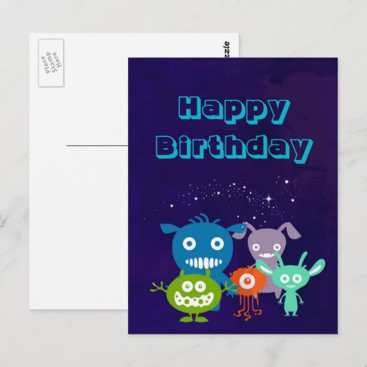 Happy Birthday Bende van Schattigee wezens Briefkaart (Voorkant / Achterkant)