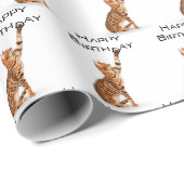 Happy Birthday Bengal Cat Cadeaupapier (Rol Hoek)