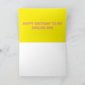Happy Birthday bericht Kaart geel Roze (Binnen)