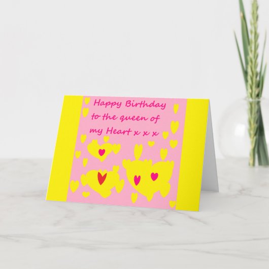 Happy Birthday bericht Kaart geel Roze (Voorkant)