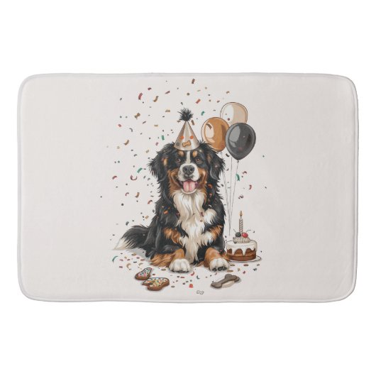 Happy Birthday Bernese Mountain Dog Badmat (Voorkant)