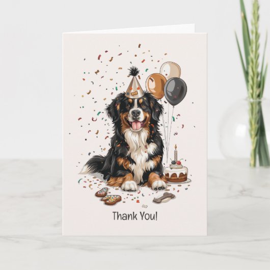 Happy Birthday Bernese Mountain Dog Bedankkaart (Voorkant)