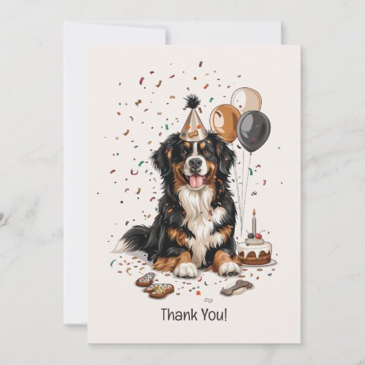 Happy Birthday Bernese Mountain Dog Bedankkaart (Voorkant)