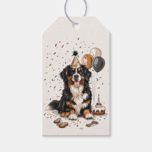 Happy Birthday Bernese Mountain Dog Cadeaulabel (Voorkant)