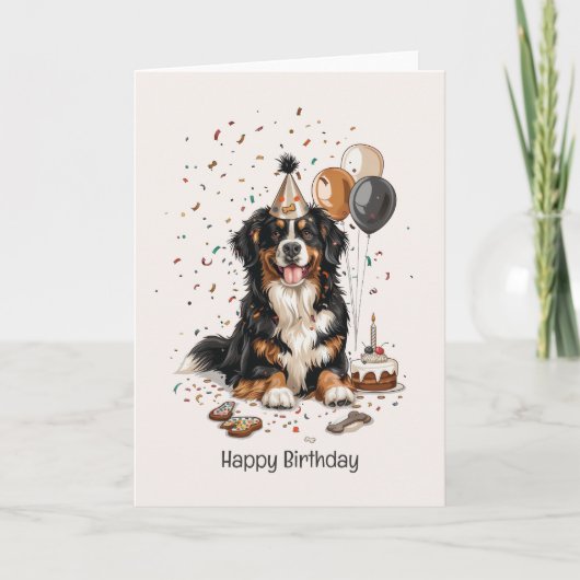 Happy Birthday Bernese Mountain Dog Kaart (Voorkant)