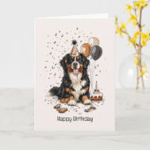 Happy Birthday Bernese Mountain Dog Kaart (Gele Bloem)