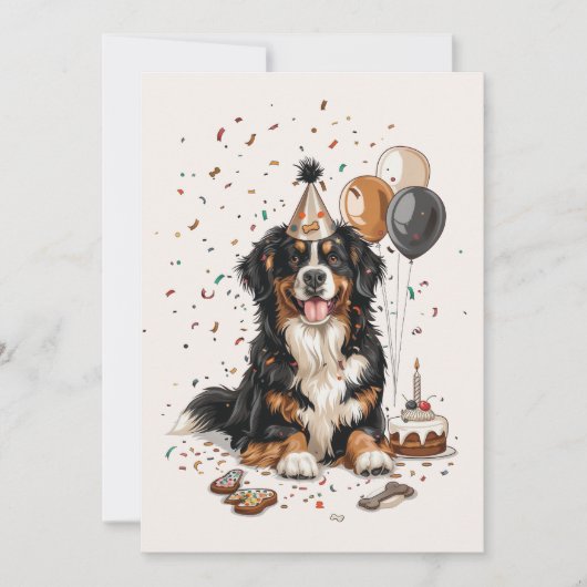 Happy Birthday Bernese Mountain Dog Kaart (Voorkant)